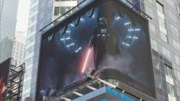 Have you seen the new #DarthVader  billboard from #OLEDSpace and ILM in Times Square?   #ObiWanKenobi  is now streaming only on @DisneyPlus.