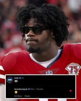 #49ers Brandon Aiyuk reacts to a Lamar Jackson 49ers jersey swap from @KNBR on IG