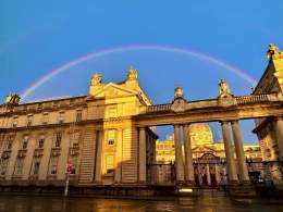 A rainbow over the coalition at the cabinet meeting set for this morning here at Government Buildings, more @rtenews