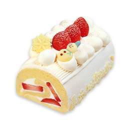 雪降る苺のプレミアムロールケーキ 縦147&times;横90&times;高さ80mm　2,000円（税込）  ミルクシャンテリークリームとホワイトチョコレートで雪をイメージしたロールケーキです。 国産小麦を使用したスポンジでミルクシャンテリークリームと国産苺をサンドしました。