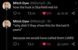I love seeing game developers reaction to Starfield.  Shows you what Bethesda has managed to achieve