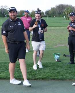 51-year-old @Padraig_H just reached 192 mph ball speed!  @ShaneLowryGolf was at a loss for words