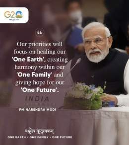 Our priorities will focus on healing our One Earth, creating harmony within our One Family and giving hope for our One Future. #G20India