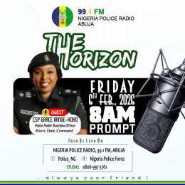 Catch the Rivers State Police PRO live tommorow at 8:00 AM on 99.1 FM Nigeria Police Radio. You can also tune in on X (@PoliceNG) or Facebook (npfradio99.1fm).