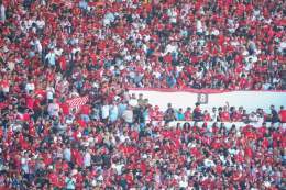 The fans are ready for the CAF Champions Final between Wydad v Al Ahly.  Over 45,000 fans (Sold Out).  #DestinationMorocco2025