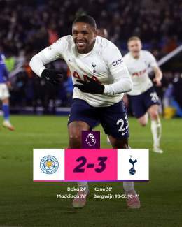 90+4&rsquo;: Leicester 2-1 Spurs 90+7&rsquo;: Leicester 2-3 Spurs  Who remembers @SpursOfficial&rsquo;s dramatic comeback in #LEITOT last season?