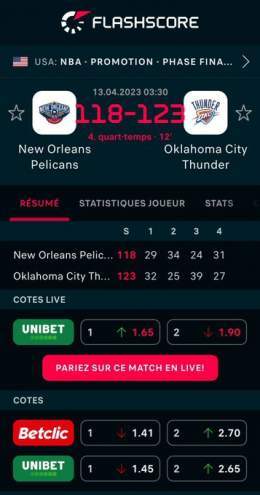 New Orleans Pelicans - Oklahoma City Thunder 118:123 @FlashscoreFR #NBA #NBAextra #NBATwitterLive @beinsports_FR @TrashTalk_fr #ATTPlayIn #PLAYOFFMODE  Plus d'infos: