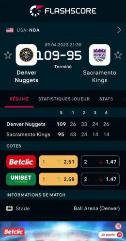 Denver Nuggets - Sacramento Kings 109:95 @FlashscoreFR #NBA #NBAextra #NBATwitterLive @beinsports_FR @TrashTalk_fr Plus d'infos: