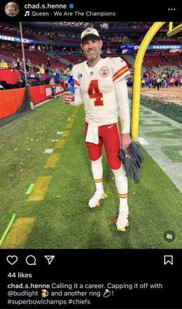#Chiefs QB Chad Henne retires a Super Bowl champ&hellip; Bud Light in hand
