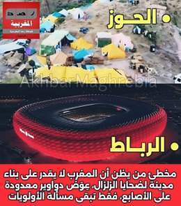 نحب الكرة، نحب الرياضة...لكن ليس على حساب ما هو أهم وأساسي لتكُن أُولى أولوِيات الدولة توفير الضروريات، بعدها مرحبا بالثانويات...!!