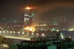 Kiev?  No. This is how the capital of Serbia looked, almost every night during the NATO bombing.  NATO bombed a sovereign country and a UN body without the permission of the Security Council