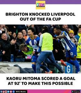 Brighton knocked Liverpool out of the FA Cup.   #Brighton  #brightonvsliverpool #FACup