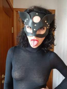 Yeah Baby!  #redlips #tongue #transparenttop #masked #redlipstick #redlipstick