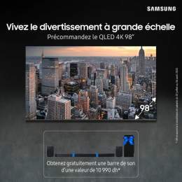 Plongez dans un divertissement &agrave; grande &eacute;chelle avec le nouveau QLED 4K 98". Disponible en pr&eacute;commande jusqu'au 06 ao&ucirc;t