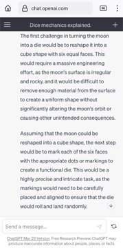 "The first challenge in turning the moon into a die &hellip;"