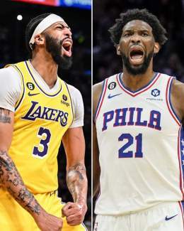 Joel Embiid has tied Anthony Davis for the most blocks in a half this postseason (5)