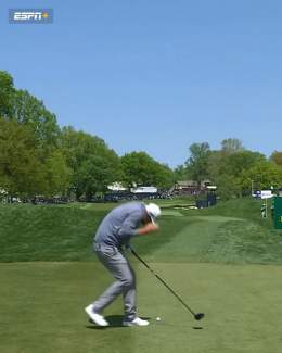 Bryson DeChambeau had an errant tee shot that hit Kenny Pigman