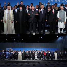 Group photo of heads of state at the BRICS Plus meeting
