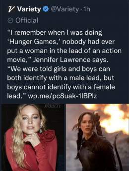 Jennifer Lawrence was the first female action star.   Linda Hamilton Pam Grier Michelle Yeoh Sigourney Weaver Milla Jovovich Uma Thurman  Angelina Jolie Michelle Rodriguez Carrie-Anne Moss Halle Berry  This women owe everything to Jennifer Lawrence&r