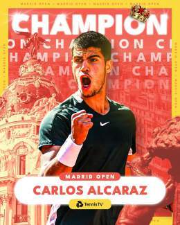 \u26a1\ufe0f RIPPING UP THE SCRIPT  \u26a1\ufe0f  @alcarazcarlos03 defeats Zverev 6-3 6-1 to become the youngest EVER Madrid champion!
