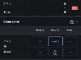 China wants to talk like they&rsquo;re the best in the world but personally I wouldn&rsquo;t let Japan be such a massive favorite against my baseball team that the sportsbook has to lock the odds #WorldBaseballClassic