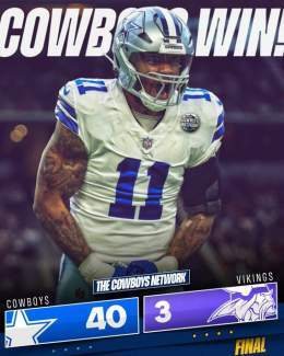 COWBOYS WIN! FINAL SCORE: #Cowboys 40 vs Vikings 3 \u272d