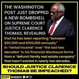 Supreme Court Justice Clarence Thomas reported income from a real estate firm that NO LONGER EXISTS in his financial disclosure reports. Justice Thomas's reports claim income ranging from $50,000 to $100,000 from Ginger, Ltd., Partnership, a real est