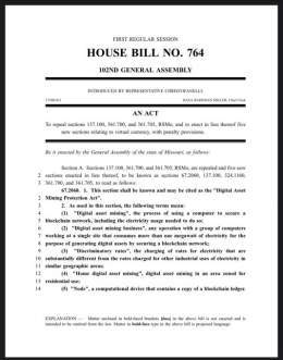 JUST IN:  Missouri passes bill to protect #Bitcoin&nbsp;and #crypto mining rights.