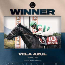 WHAT A FINISH!   Vela Azul surges to victory in the 2022 #JapanCup!!   A masterful ride from jockey Ryan Moore, who wins his 2nd Japan Cup, having won it in 2013 with Gentildonna   #ヴェラアズール #ジャパンカップ