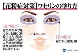 ＜ワセリンで花粉症対策＞ 鼻や目に入りそうになる花粉をベタベタがくっつけて入れないようにする、そんな対策があります。  毒性も低く、唇や口の中にすら使える物で、安全性はかなり高いと考えられます。  「試す価値はある」くらいの気持ちでやってみては？