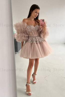 BUY HERE |  Modern Ruffles Puffy Sleeve Cocktail Party Dresses | Thanksgiving Outfits Women #fashionista #fashion #fashionable #fashionstyle #fashioninspo #fashiondesigner #outfitoftheday #outfitstyle #outfitpost #outfits #womenswear #women